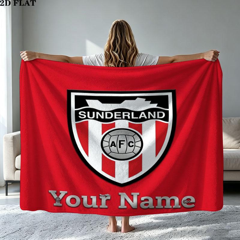 1PC Sunderland A.F Custom Name Patterned Flannel Blanket Suitable For All Seasons for Home Decor Warmth and Comfort Gifts Holiday Present