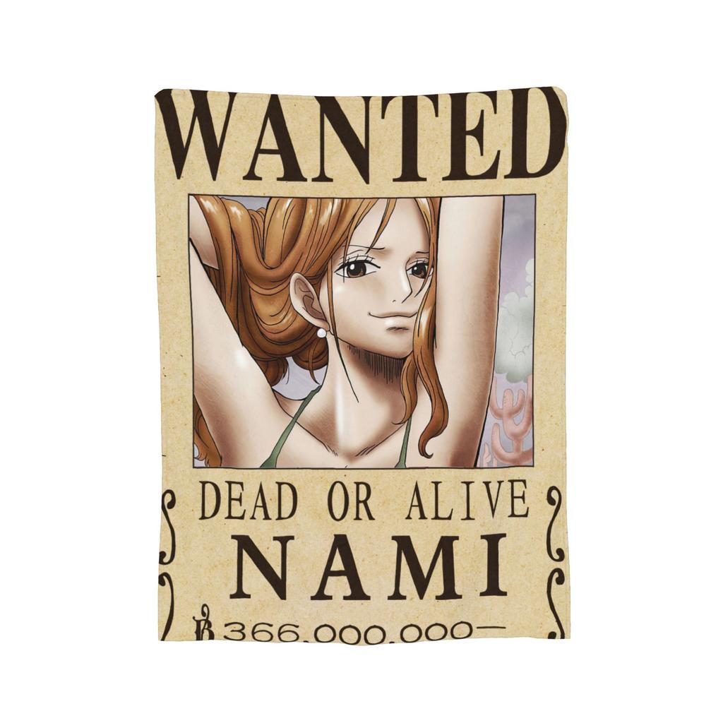 Anime One Piece Wanted Posters Blanket Fleece Decoration  Portable Ultra-Soft Throw Blankets for Bedding Office Bedding Throws