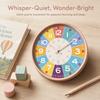 Silent Kids Learning Clock Round Quartz Wall Clock Educational Teaching Wall Clock Office