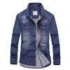 Autumn Men's Denim Washed Shirt Long Sleeved Retro Workwear Shirt