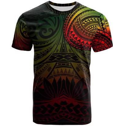 Fashion Polynesian 3D Printed T-Shirt Men's Summer Short Sleeve Hawaiian Crew Neck T-Shirt Casual Top