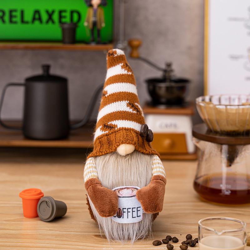 

Hat Delightful Knitted Coffee Gnome Plush Doll For Festive Rustic Home Ideas Decoration Knit Hat Coffee Male