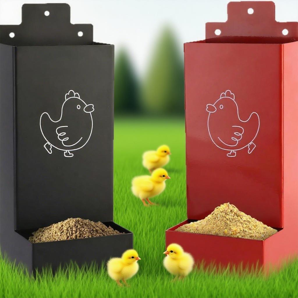Outdoor Wrought Iron Suspended Automatic Chicken Pellet Feeder