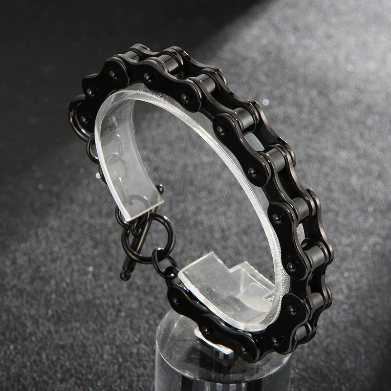 Engravable Gold Men's Stainless Steel Bracelet - European & American Minimalist Hip-Hop Style