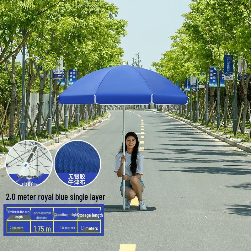 Großer Outdoor-Gewerbeschirm mit Doppelrippen - Sonnenschirm für Sonne, Werbung und Standnutzung