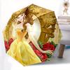 1pc Princess Belle Inspired Auto Open Close Umbrella - Portable 3-Fold Design with 8-Rib Iron Frame, Perfect for Outdoor Use, Festive Gifts,