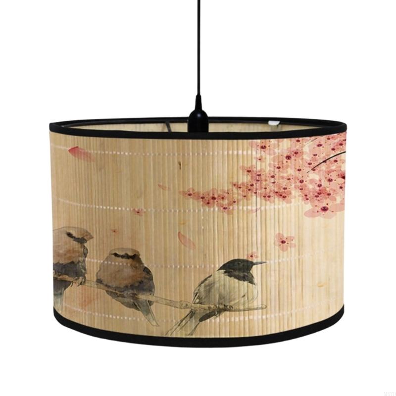 Removable Bamboo Hanging Light Shade Quick Setup Plant Theme Lights Cover Easy Mounting Suitable for Modern Interiors M4YD