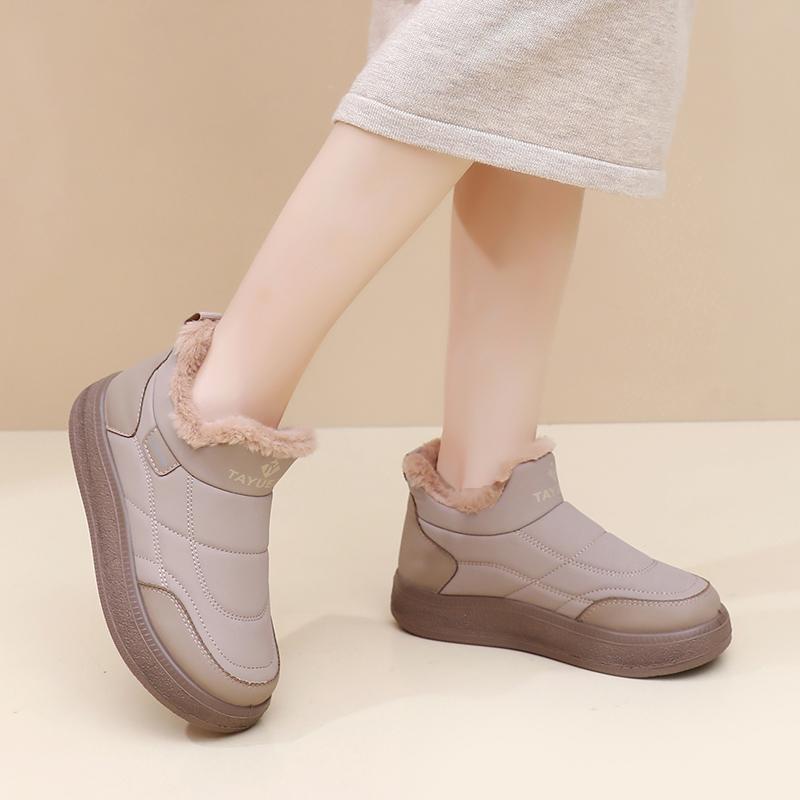 TUINANLE Chunky Platform Sneakers for Women Warm Fur Thick Sole Lace Up Casual Shoes