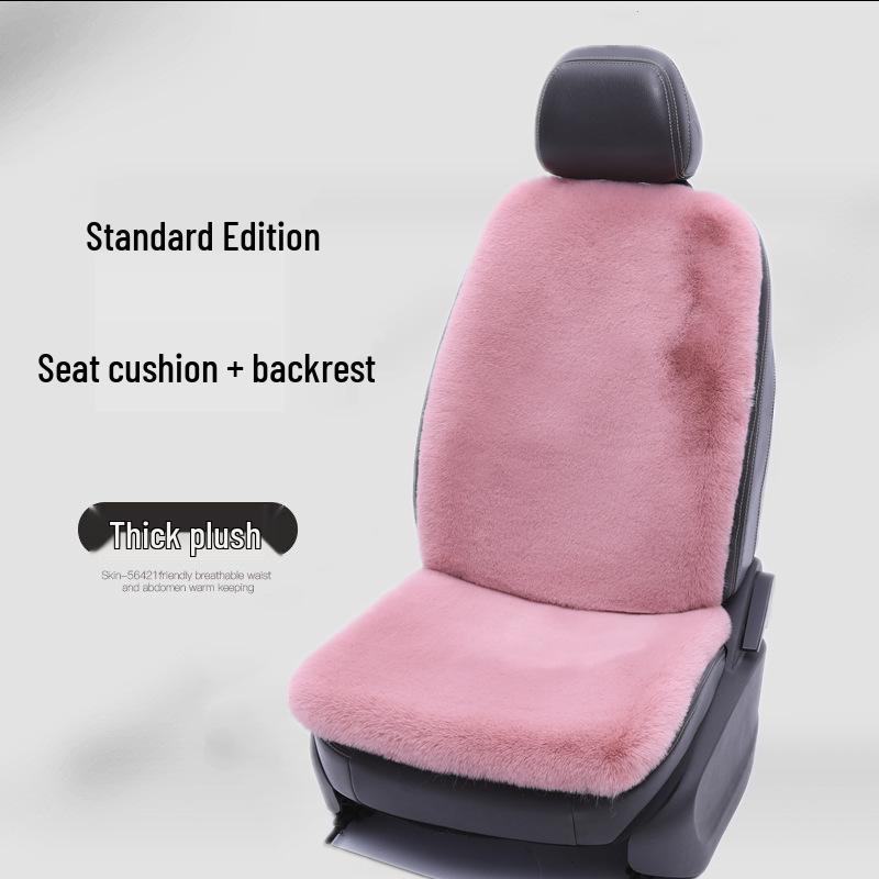 Winter Rabbit Fur Wool Heated Car Seat Cushion - Non-slip, Warm, for Single Seat with Small Waist Support