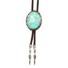 Vintage Oval Shape Stone Pendant Bolo Tie Western Braided Rope Adjustable Necktie Jewelry Shirt Collar Chain Necklace