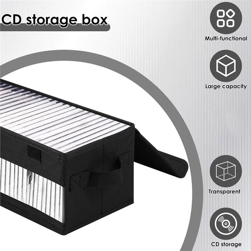 Premium-Large Capacity CD Storage Bag 2 Pcs Nonwoven Disc Organizer With Lid And Handle Portable Transparent Case Holder
