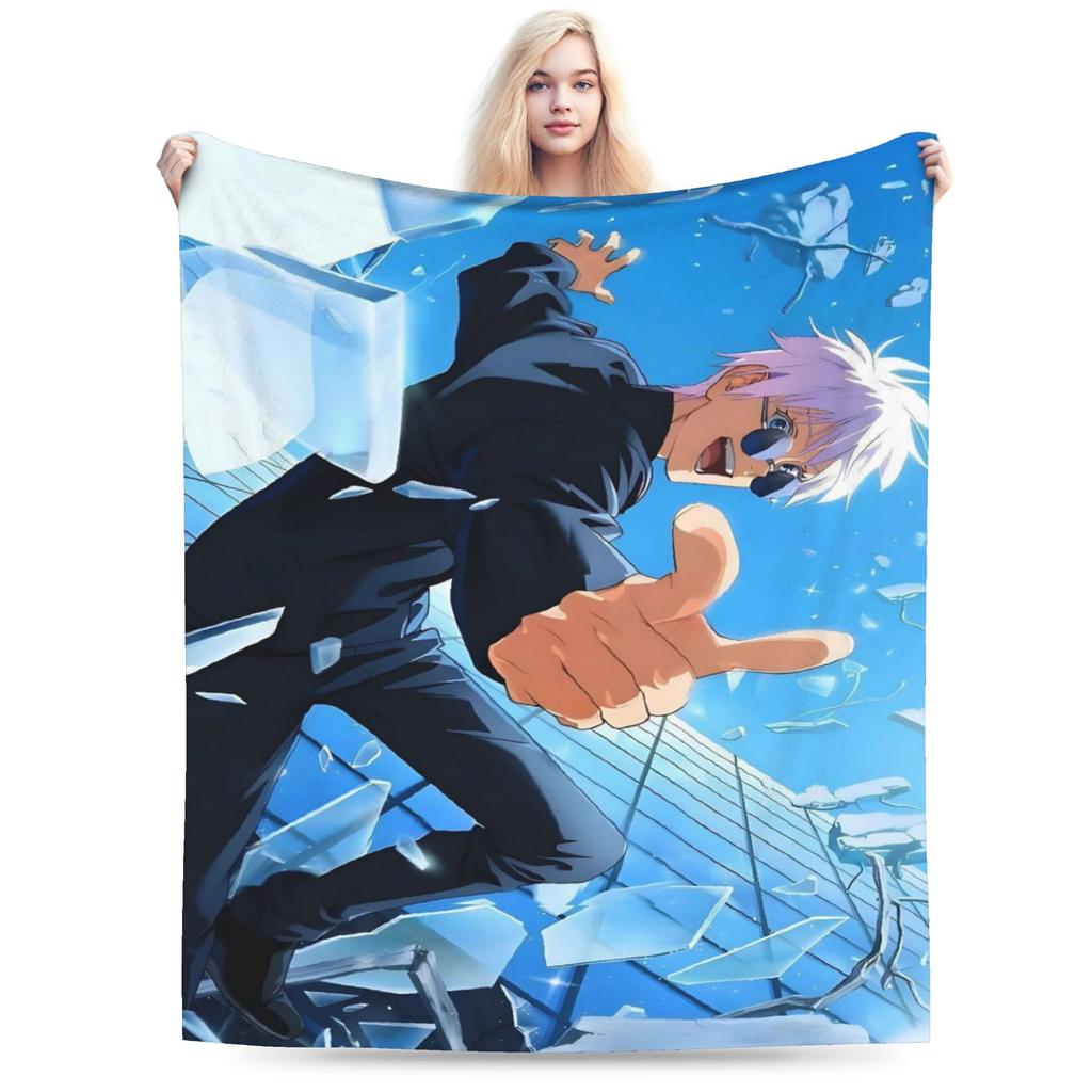 Warm Cozy Blanket Picnic Gojo Satoru Bedding Throws Novelty Bedspread For Couch Bed