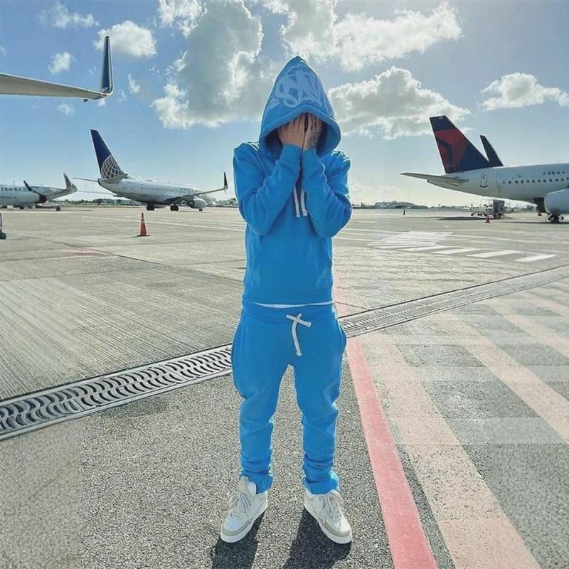 Unisex Y2K Streetwear Hoodie Jogger Set Cotton Blend Loose Fit Casual Outfit Men Women