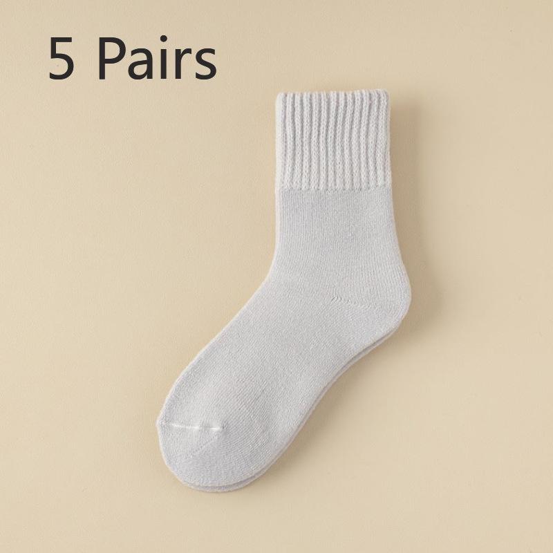 5 Pairs of Women's Autumn and Winter Fleece Thickened Warm Circle Wool Stockings
