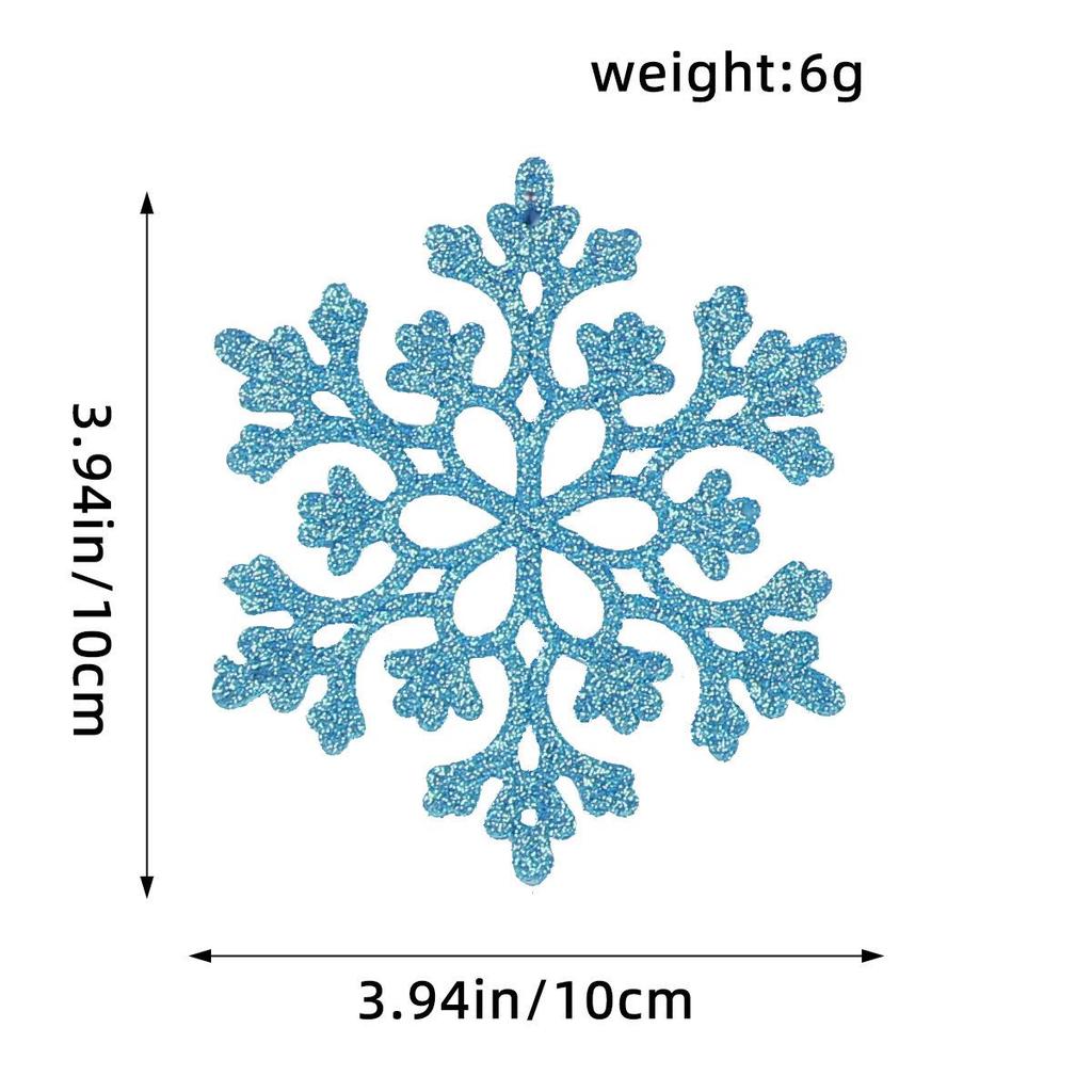 10CM Plastic Snowflake Christmas Tree Decorations - Hollow Powdered Snowflake Pendants