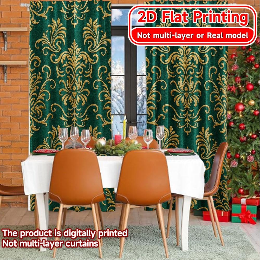 2D Flat Printing,2pcs Golden Crescent Chic Creative Curtains Versatile Durable Polyester Curtains Art Deco Festive for Bedroom,