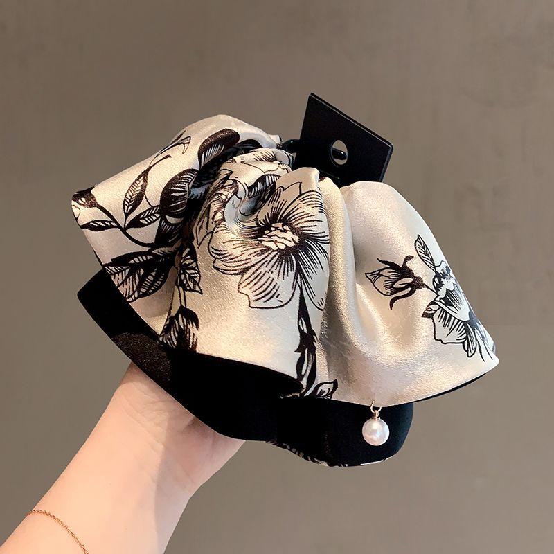 New French Vintage Skirt Tailor Hair Clip Luxury Printed Updo Shark Clamp Stylish Hair Accessory for Women