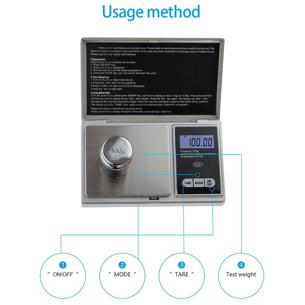 Mini Digital Gram Scale 100g by 0.01g Precision Pocket Food Scale Jewelry Scale Kitchen Scale New