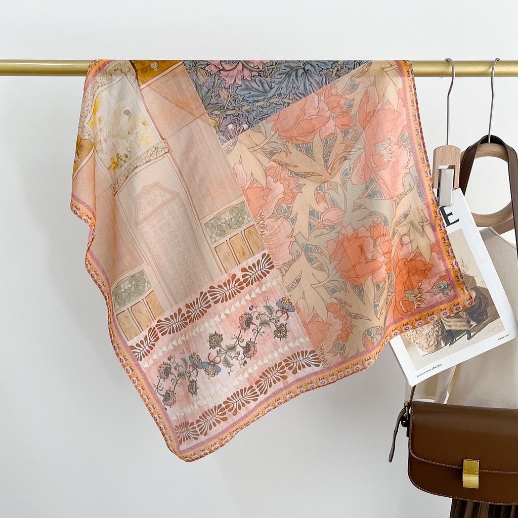 Literature And Art Blended Mulberry Silk Small Square Scarf Summer Versatile Multi-Functional Decorative Bag Head Headband High-End Scarf