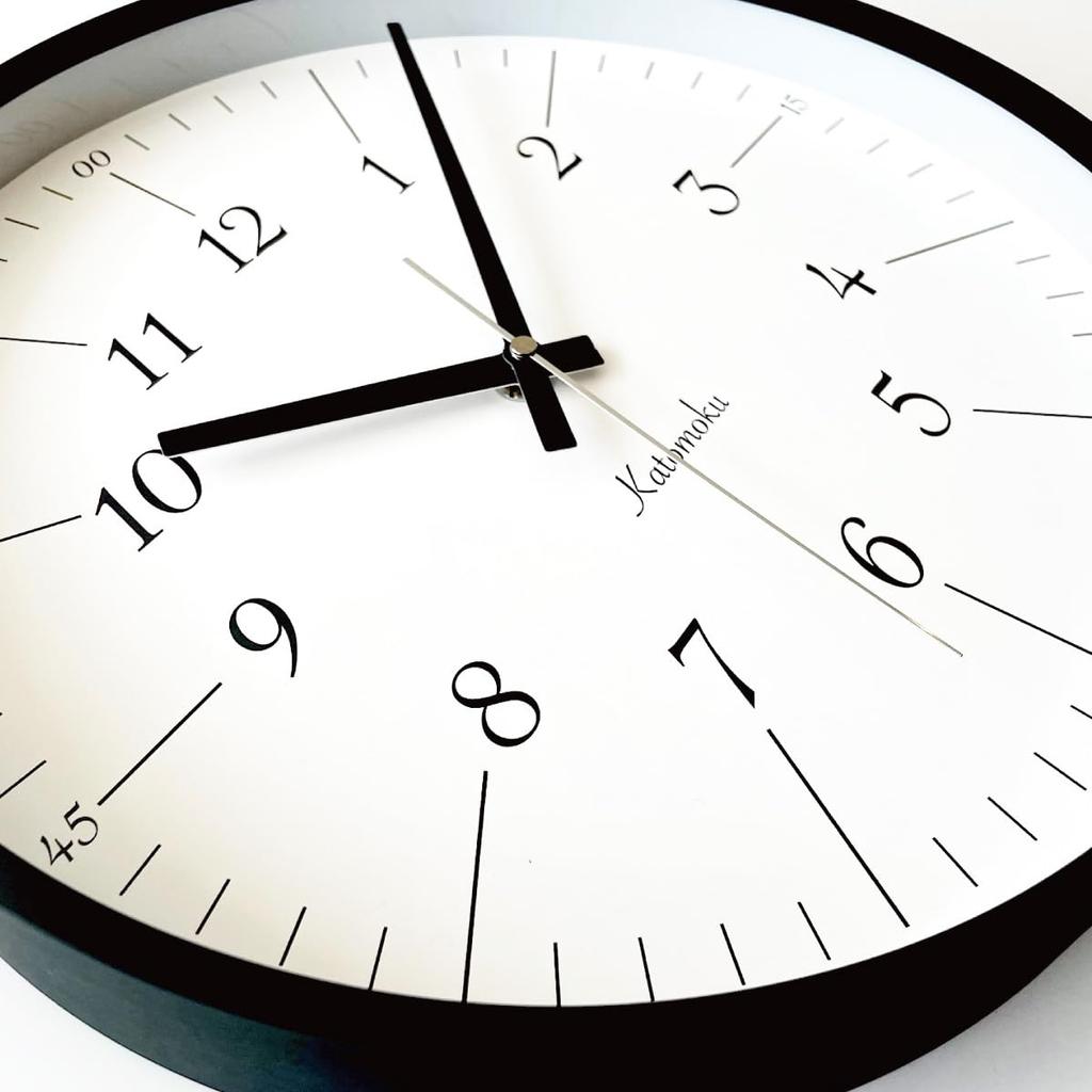 KATOMOKU Plywood Clock 18 Black Wall Clock with Continuous Second Hand km-110BK 304mm (quartz Clock)