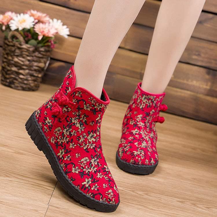 Women's Winter Ethnic-Style Fleece-Lined Non-Slip Snow Boots