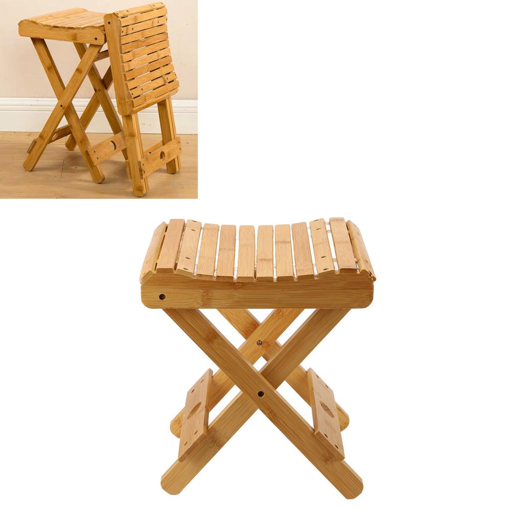Folding Stool Bamboo Massage Shop Shaving Shower Footrest Home Portable Folding Seat