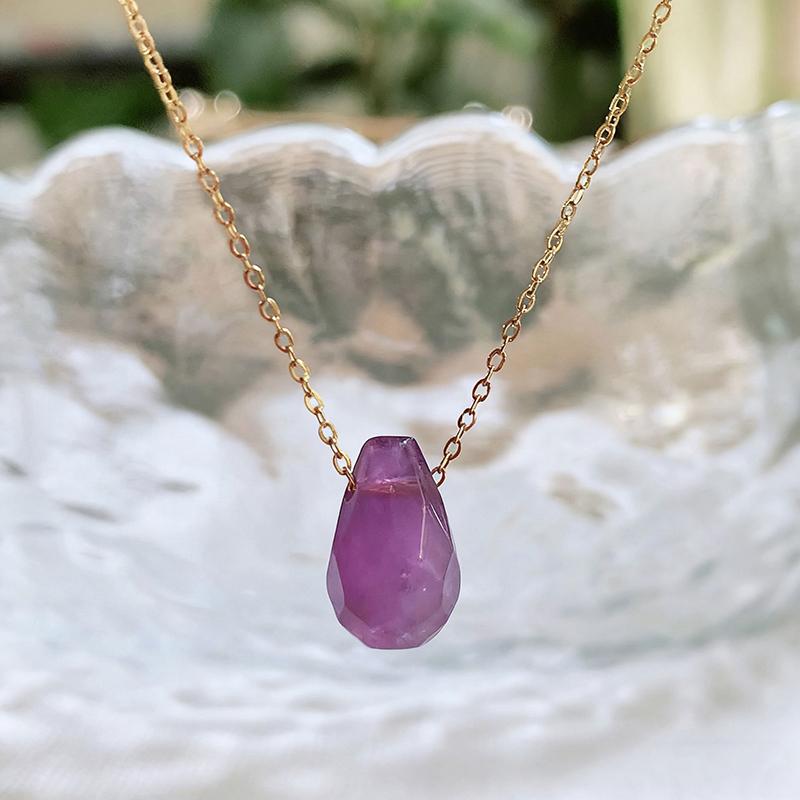 1pc Natural Stone Necklaces for Women Girls Cute Small Water Drop Pendant Stainless Steel Chain Choker Necklace Minimalist
