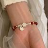 VENTFILLE 925 Sterling Silve Red Agate Bracelet for Women Flower Pendant Lucky Bead Originality Jewelry Gift Dropshipping