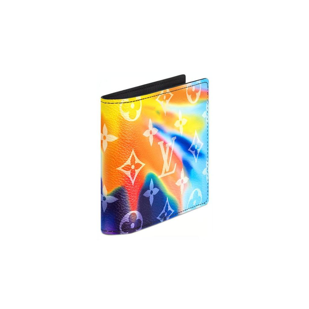 Louis Vuitton Carteira Multifuncional de Couro Monogram Sunset Tie-Dye Carteira Masculina Multicolor M80954