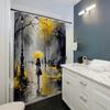 Charming Rainy Day Print Waterproof Shower Curtain For Bathroom, Yellow Umbrella Design High-End Toilet Partition Curtain