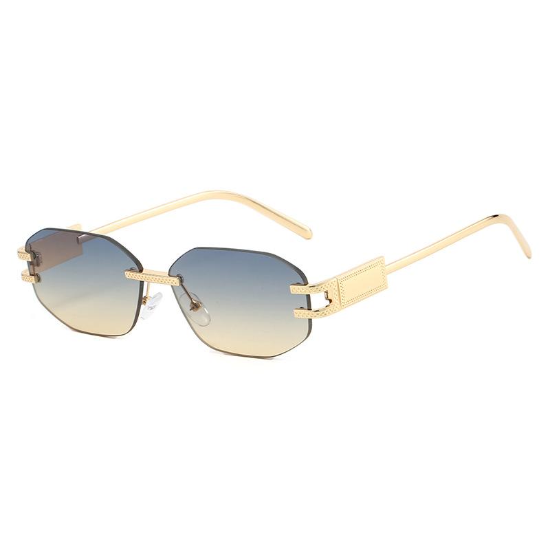 Frameless sunglasses, irregular trimming, multi-deformation, small frame, European and American trend sunglasses, fashionable and high-end sunglasses.