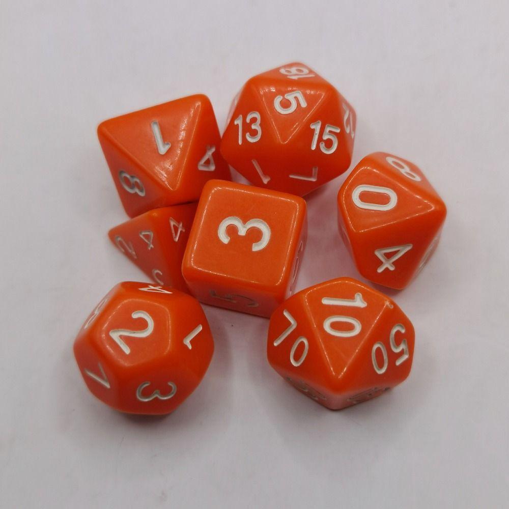 7-Die Transparent Digital Dice Set Acrylic Table Opaque Polyhedral Dices for DND Dice Tabletop Role-Playing Game Dice