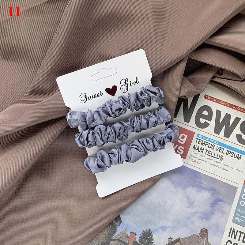 Fashion 3PCS/Set Satin Silky Scrunchies Hair Rope Luxury Solid Color Elastic Hair Bands Women Hair Accessories Headwear