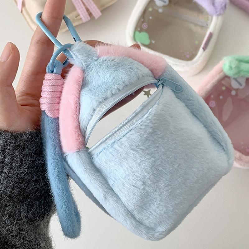 Clear Figure Display Bag with Keychain,Portable Doll Storage Bag Carrying Case Pouch Keying Charms for Collectibles