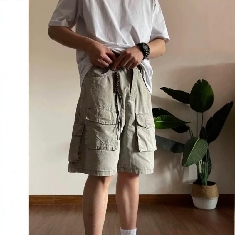 Loose Big Pocket Shorts Men Women Plus Size Outdoor Breathable Knee Length Cotton Shorts