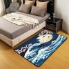 Japanese Ukiyo-e Great Wave Crane & Cherry Blossom Print Area Rug, Non-Slip Floor Mat for Living Room Bedroom Home Decor Carpet