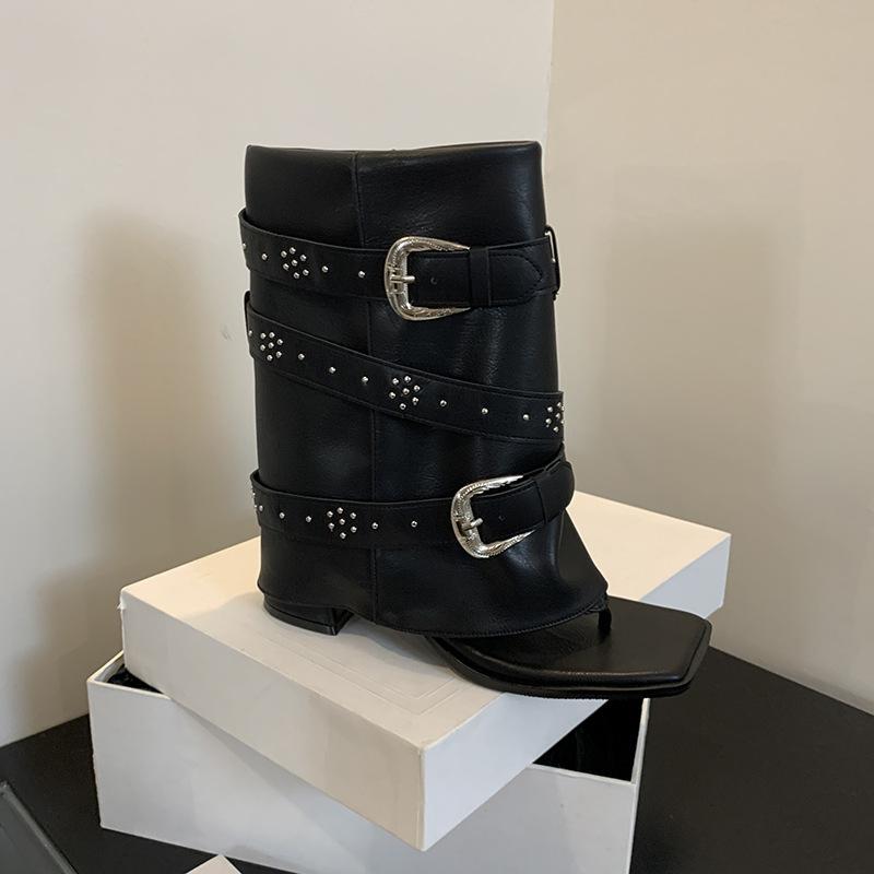 

Fashion Spring Autumn Clip toe Wedges Women Ankle Boots Sandals Fashion Rhinestones Belt Metal Buckle High heels Short Booties Shoes 40 чёрный