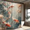 1pc Graceful Koi Fish Shower Curtain with Serene Underwater Scene, Shower Curtain Sets for Bathrooms