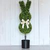 Easter Bunny Topiary Tree Garden Stake Rabbit Shaped Artificial Topiary with Bow Indoor Outdoor Porch Easter Holiday Party Decoration