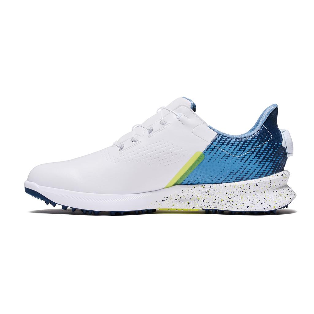 FootJoy Fuel Flash Boa Golf Shoes for 3E Men, White/Blue, 27.0 Cm,