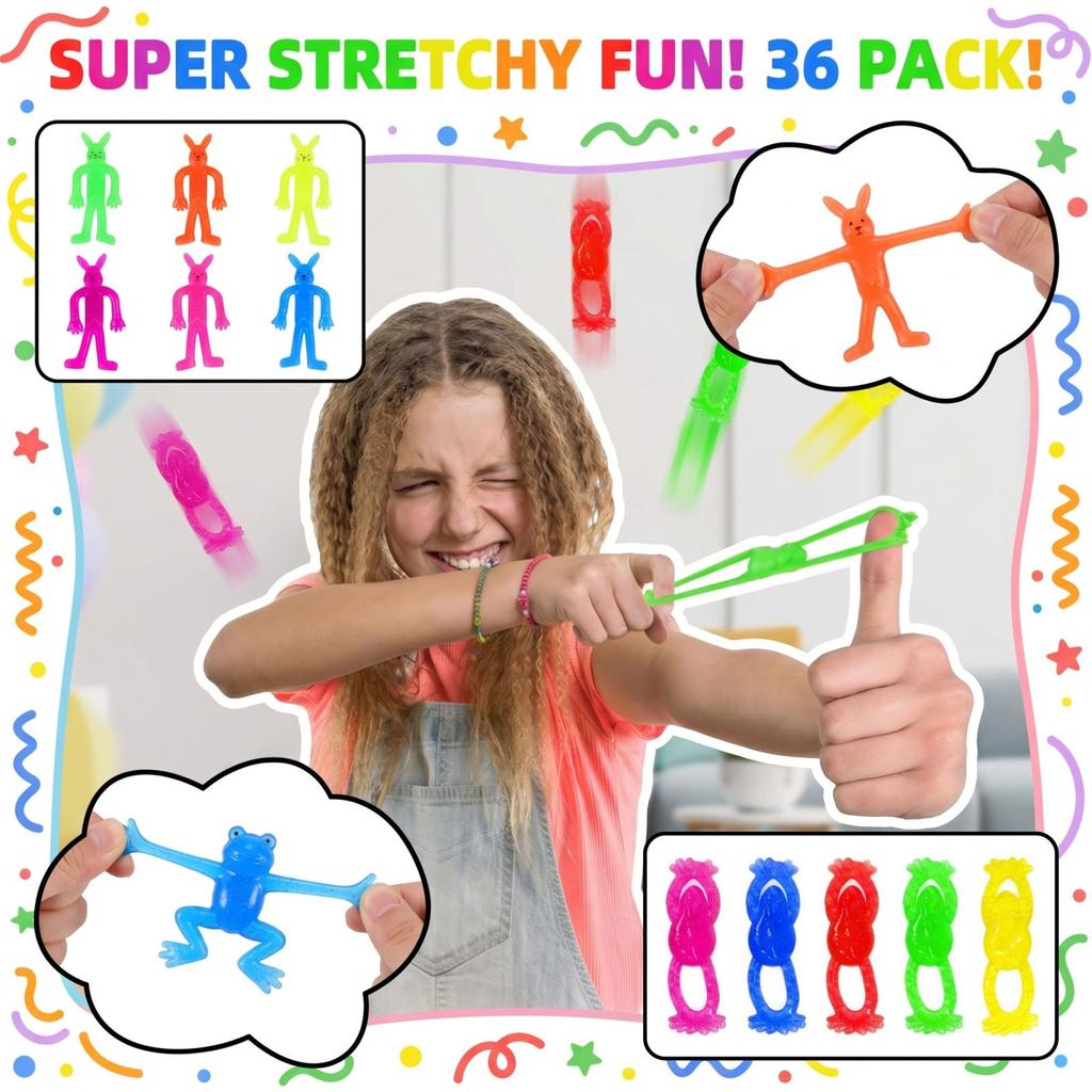 Flexible Bendable Animal Finger Toys Set of 36 Stretchable Stress Relief Fidget Toys for Kids and Adults Durable Soft Material