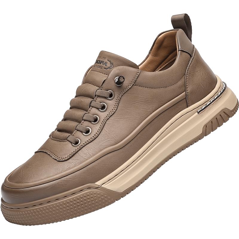 Fashion High End Brand Genuine Leather Shoes Casual Shoes Versatile Brown British Style Men's Mountaineering Shoes Wear-resistant