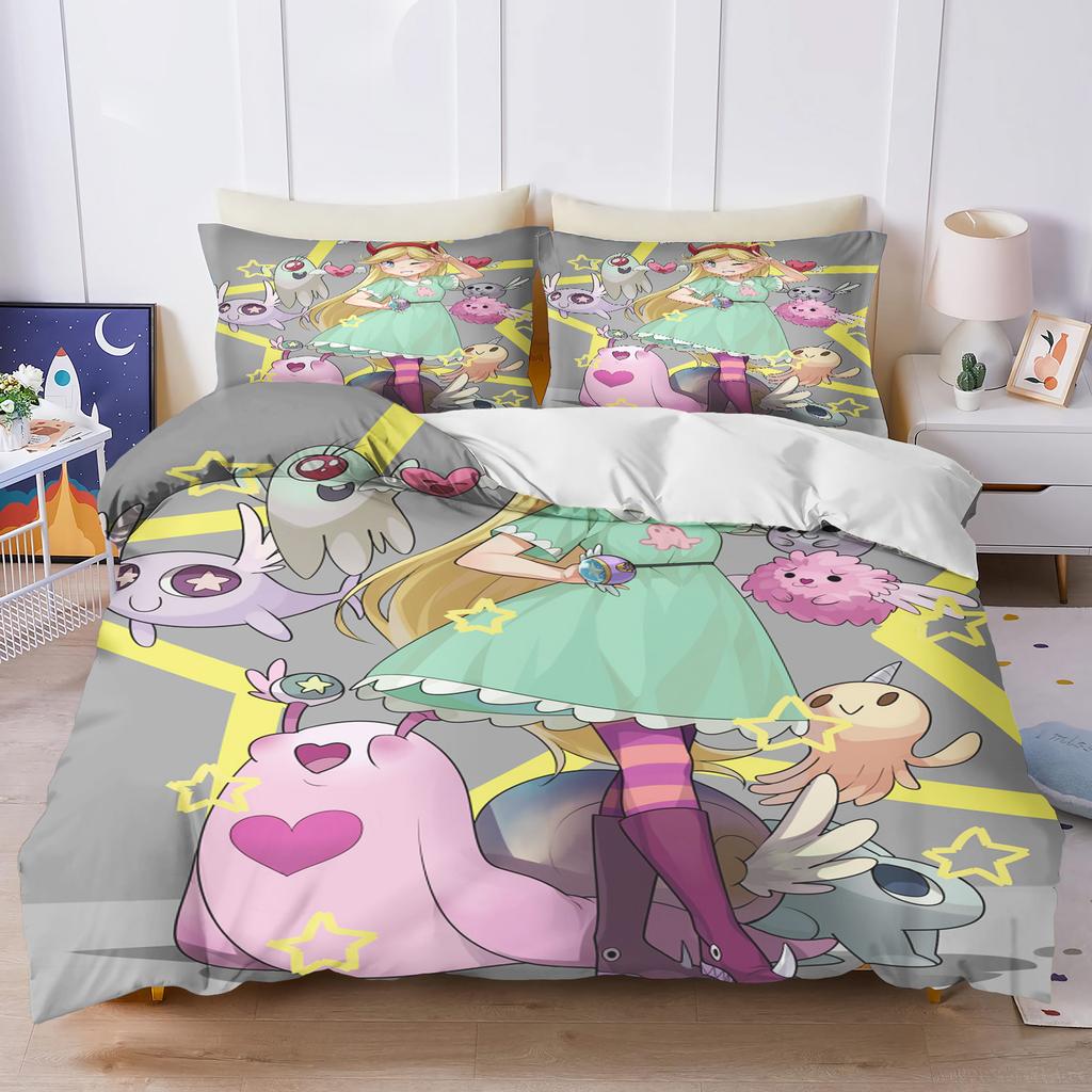 The Powerpuff Girls  Bedding Set Duvet Cover 3D Children'S Cute Printed Cartoon 100% Polyester 3-Piece Set 1 Quilt Cover