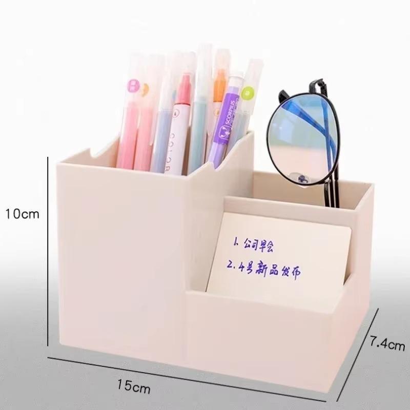 New Solid Creative Stationery Pen Desk Holder Desktop Mobile Phone Holder Organizing Box Large Capacity Office Storage Supplies