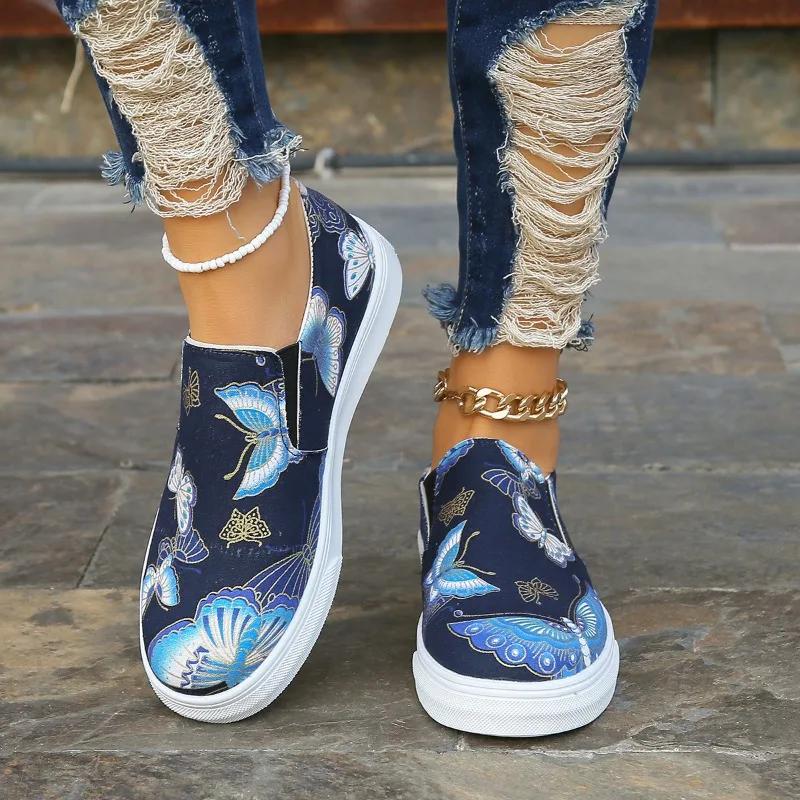 Fashion 2024 High Quality Ladies Shoes Plus Size Women's Flats Fashion Printing Casual Flat Shoes New Round Toe Flat Low Heels Zapatos