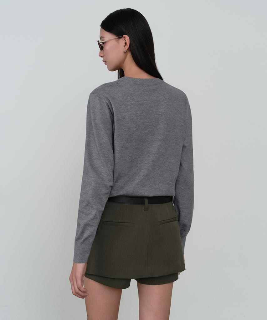 MUSINSA STANDARD WOMAN Women'S Essential Round Neck Knit [Medium Grey]