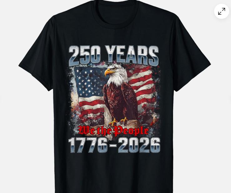 250 Years 1776 2026 250th Birthday USA American Flag T-Shirt XL