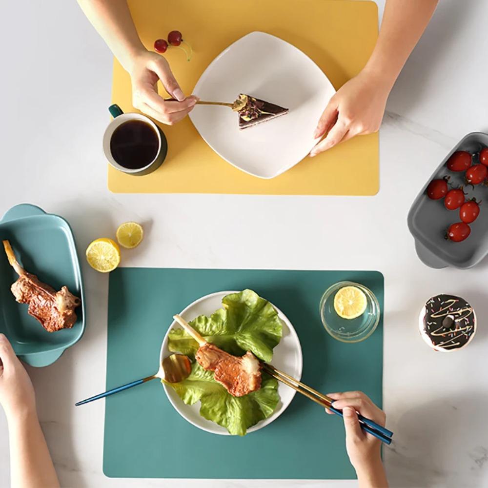 

Nonslip Silicone Mat Rectangle Countertop Protector Reusable Placemat Table коричневый