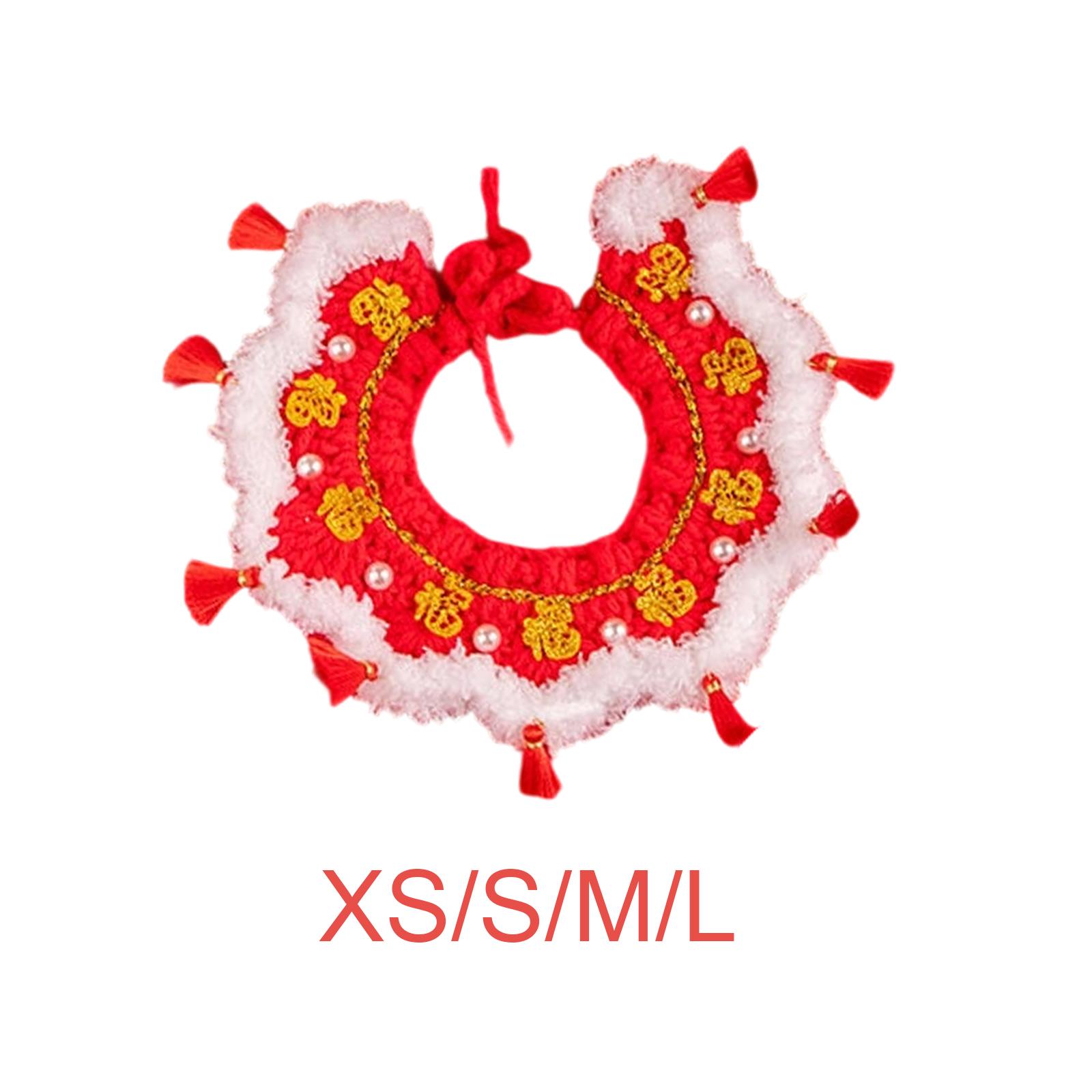 

Cat Collar with Knit Pet Scarf Handwoven Crochet Bib Kitten Necklace Costume for Photo Prop and Holiday Neckwear XS