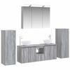 6 Piece Bathroom Furniture Set Gray Sonoma Engineered Wood and Glass